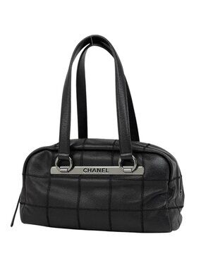 Chanel Choco Bar Mini Handbag Leather Black